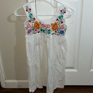 Mexican dress girl size 8 color white with multicolor floral